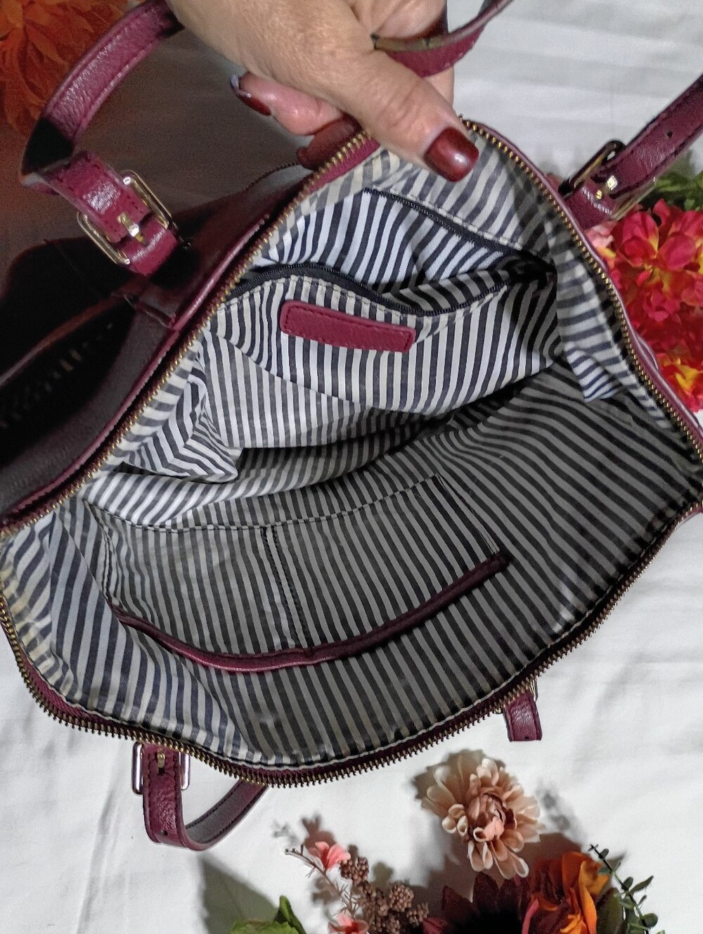 Michael Kors Wine Red Leather Tote - Picture 7 of 7